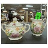 Floral Ceramic Creamer and Sugar Bowl Set