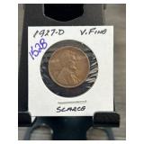 1927-D Lincoln Wheat Cent in VF Condition