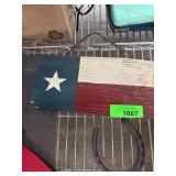 Wooden Texas Flag Plaque with Horseshoe Accent