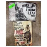 Two Equestrian-Themed Metal Signs