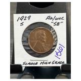 1929-S Lincoln Wheat Cent AU/UNC