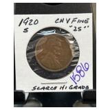 1920-S Lincoln Wheat Cent CH.VF