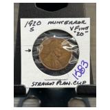 1920-S Lincoln Wheat Cent with Straight Planchet C
