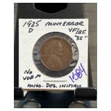 1925-D Lincoln Wheat Penny Mint Error