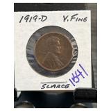 1919-D Lincoln Wheat Cent in Very Fine Condition