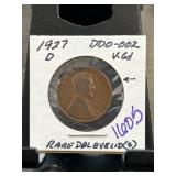 1927-D Lincoln Wheat Cent with Doubled Die Obverse
