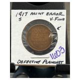 1917-S Lincoln Cent Mint Error