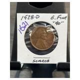 1928-D Lincoln Wheat Penny, Scarce Variety