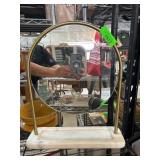 Circular Freestanding Mirror with Brass Frame