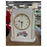Porcelain Quartz Mantel Clock With Floral Design