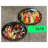 Two Folk Art Decorative Magnets
