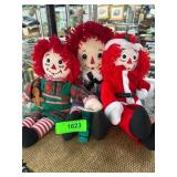 Raggedy Ann and Andy Dolls Trio Set