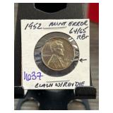 1952 Lincoln Wheat Cent Mint Error