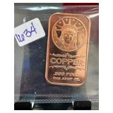 Copper .999 Fine One AVDP Oz Bar