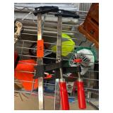 Two Metal Bar Clamps with Red Handles