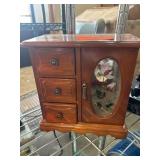 Wooden Jewelry Box With Drawers and Floral Door