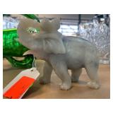 Hand-Carved Elephant Figurine in Light Stone