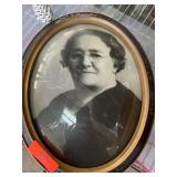 Framed Oval Portrait in Glass and Wood Frame