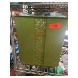 Green Plastic Bin with Assorted Linens