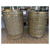 Ornate Goldtone Hollywood Regency Wastebaskets