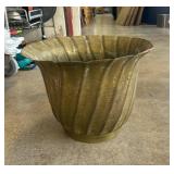 Fluted Metal Planter With Swirl Design