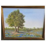Grace Hall Oil on Board Bluebonnet Painting