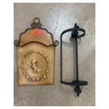 Wall Mounted Decor Set With Cherub and Metal Holde