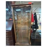 Wood and Glass Display Cabinet with Drawer