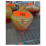 Amberina Glass Lidded Candy Dish