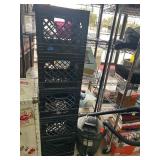 Stackable Black Plastic Milk Crates