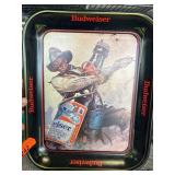 Budweiser Metal Serving Tray with Cowboy Design