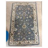 Decorative Blue and Cream Area Rug