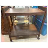 Wooden Two-Tier Rolling Cart