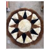 Round Alpaca Fur Rug with Star Pattern