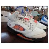 Air Jordan 5 Sz 11.5 White/Orange/Blue Sneakers