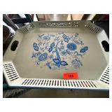 Decorative Metal Serving Tray with Floral Design