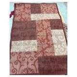 Scroll Patchwork Area Rug in Red and Beige