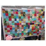 Handmade Patchwork Quilt with Multicolor Squares