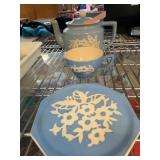 Harker Pottery Cameoware Teapot, Cup, and Plate