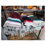 7pc Set of Woven Blankets with Fringe