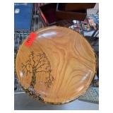 Handcrafted Wood /Gemstone Plate W Signed Details