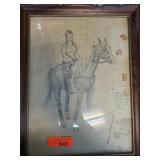 Framed Artwork of Rider and Horse