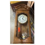 Oak Case Pendulum Wall Clock with Roman Numerals