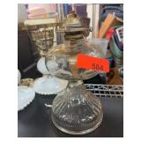 Clear Glass Oil Lamp with Metal Burner