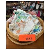 Basket of Assorted Floral Handkerchiefs