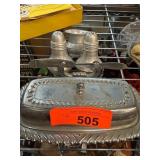 Metal Serving Tray With Salt Shakers and Holder