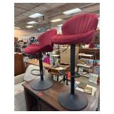 Red Upholstered Swivel Bar Stools