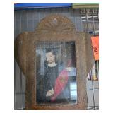 Hand-Painted Religious Icon in Metal Frame