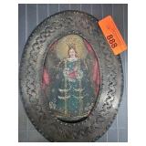 Hand-Painted Religious Artwork in Metal Frame