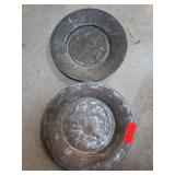 2pc Ottoman Tinned Copper Engraved Plates